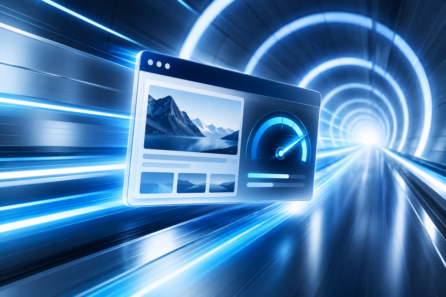 Interface web accélérant dans un tunnel lumineux